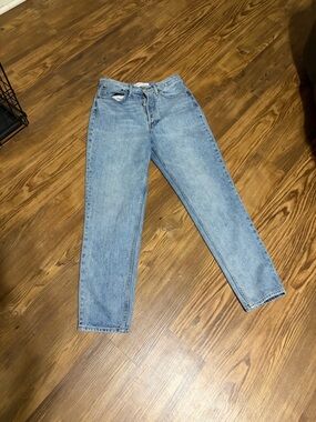 Denim Forum Light Blue Straight-Leg High-Rise Jeans